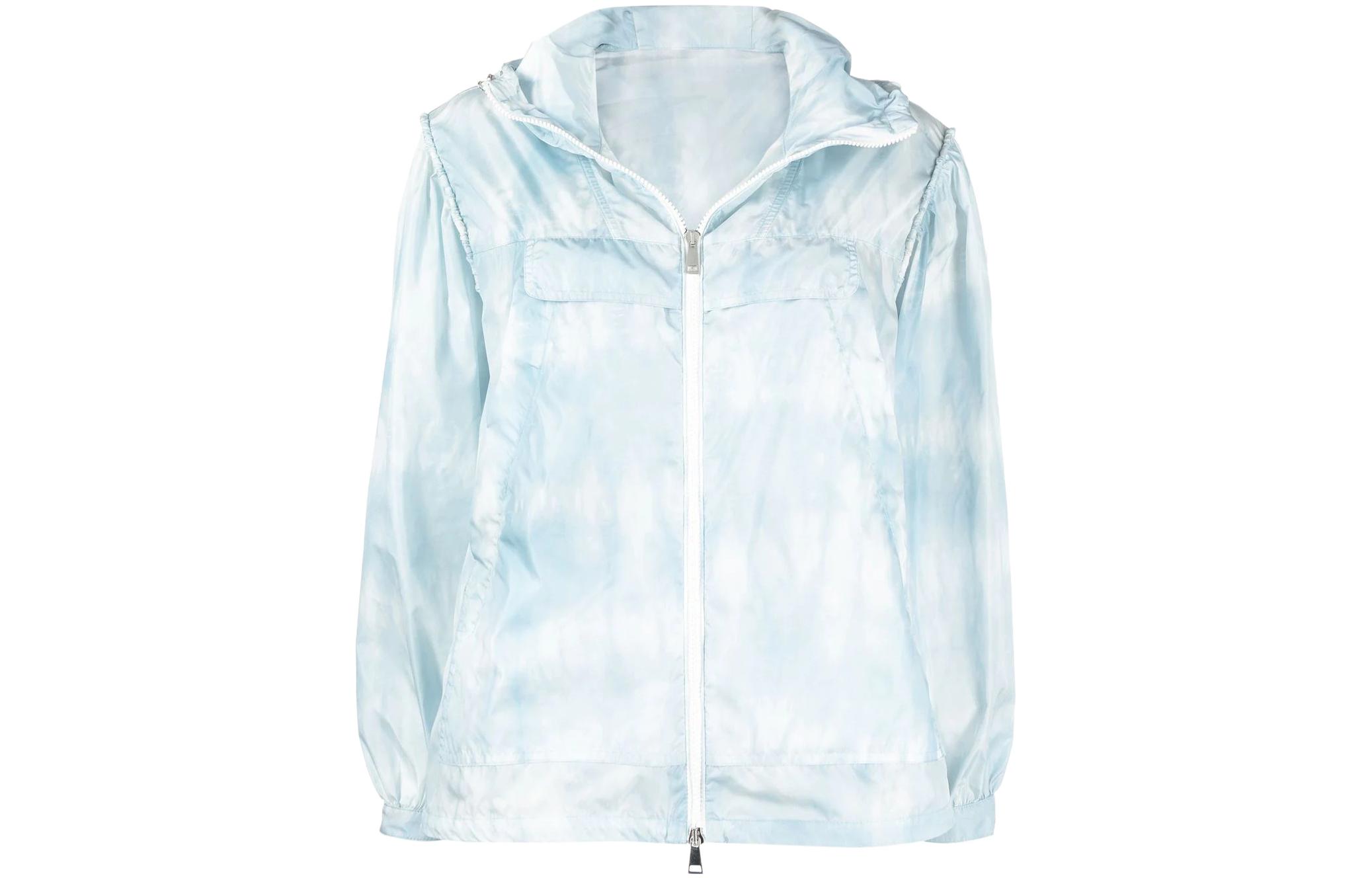 (Women) Moncler SS22  Blue Solid Color Zip-Up Loose Fit Hoodie Jacket. H10931A00095595YW710