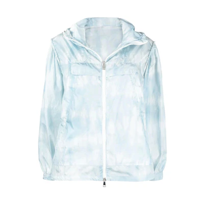 (Women) Moncler SS22 Blue Solid Color Zip-Up Loose Fit Hoodie Jacket. H10931A00095595YW710