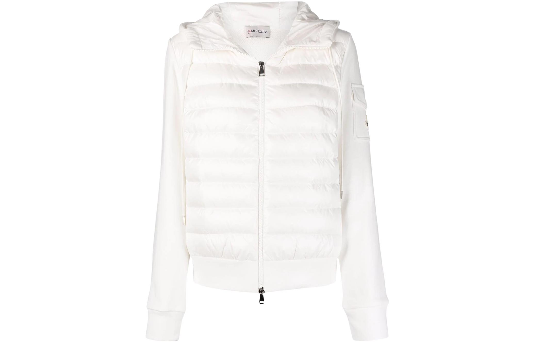 (Women) Moncler SS22  Contrast Panel Hooded Down Jacket White H10938G00028809DH032
