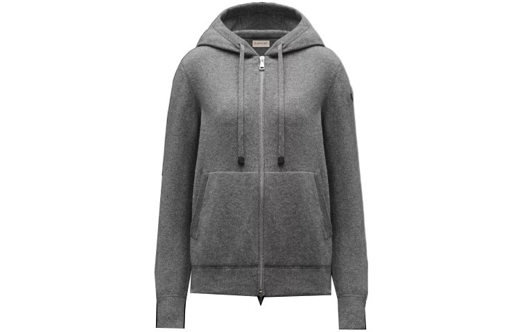 Order (Women) Moncler SS22  Gray Wool Knit Hoodie with Zipper H10939B00019M1550988
