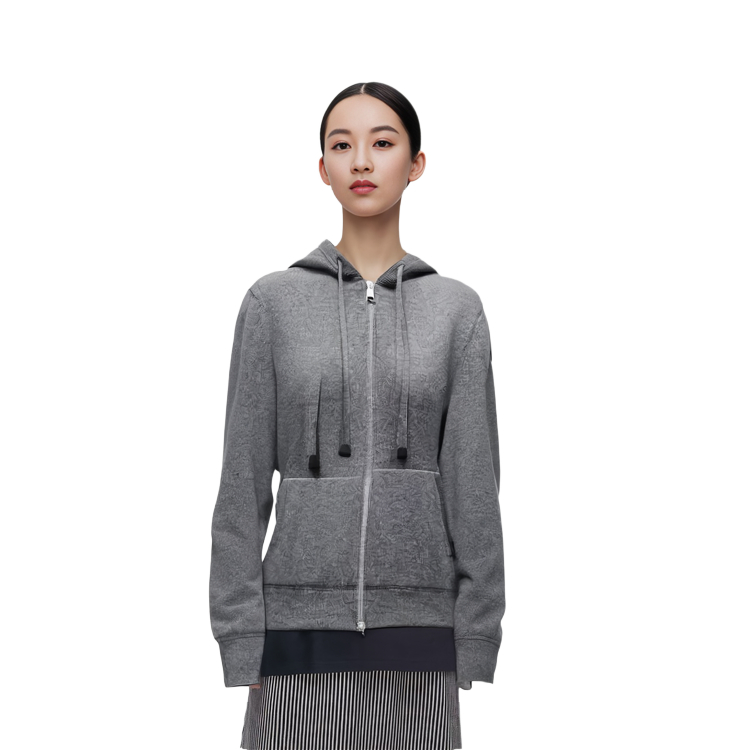 Lookbook (Women) Moncler SS22  Gray Wool Knit Hoodie with Zipper H10939B00019M1550988