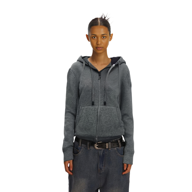 Details for (Women) Moncler SS22  Gray Wool Knit Hoodie with Zipper H10939B00019M1550988