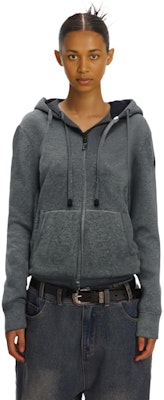 (Women) Moncler SS22 Gray Wool Knit Hoodie with Zipper H10939B00019M1550988 Details for (Women) Moncler SS22 Gray Wool Knit Hoodie with Zipper H10939B00019M1550988