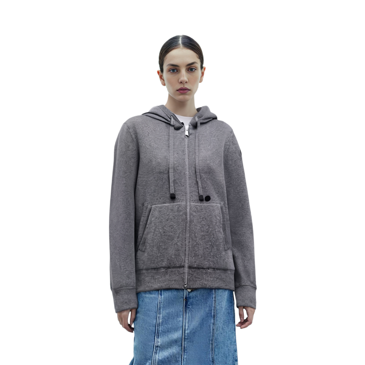Sizing (Women) Moncler SS22  Gray Wool Knit Hoodie with Zipper H10939B00019M1550988