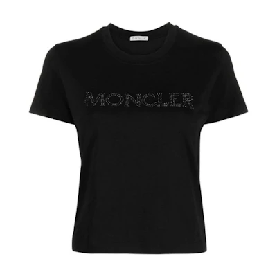 (Women) Moncler SS22 Logo Print Short Sleeve T-Shirt Black 8C00014829HP999