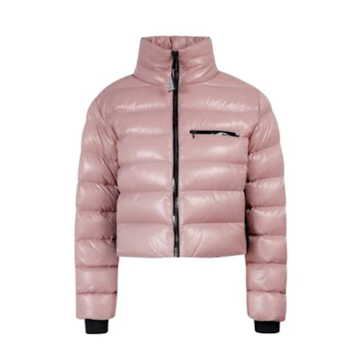(Women) Moncler SS22 Pink Puffer Jacket with Back Patch Design. 1A000226895053A