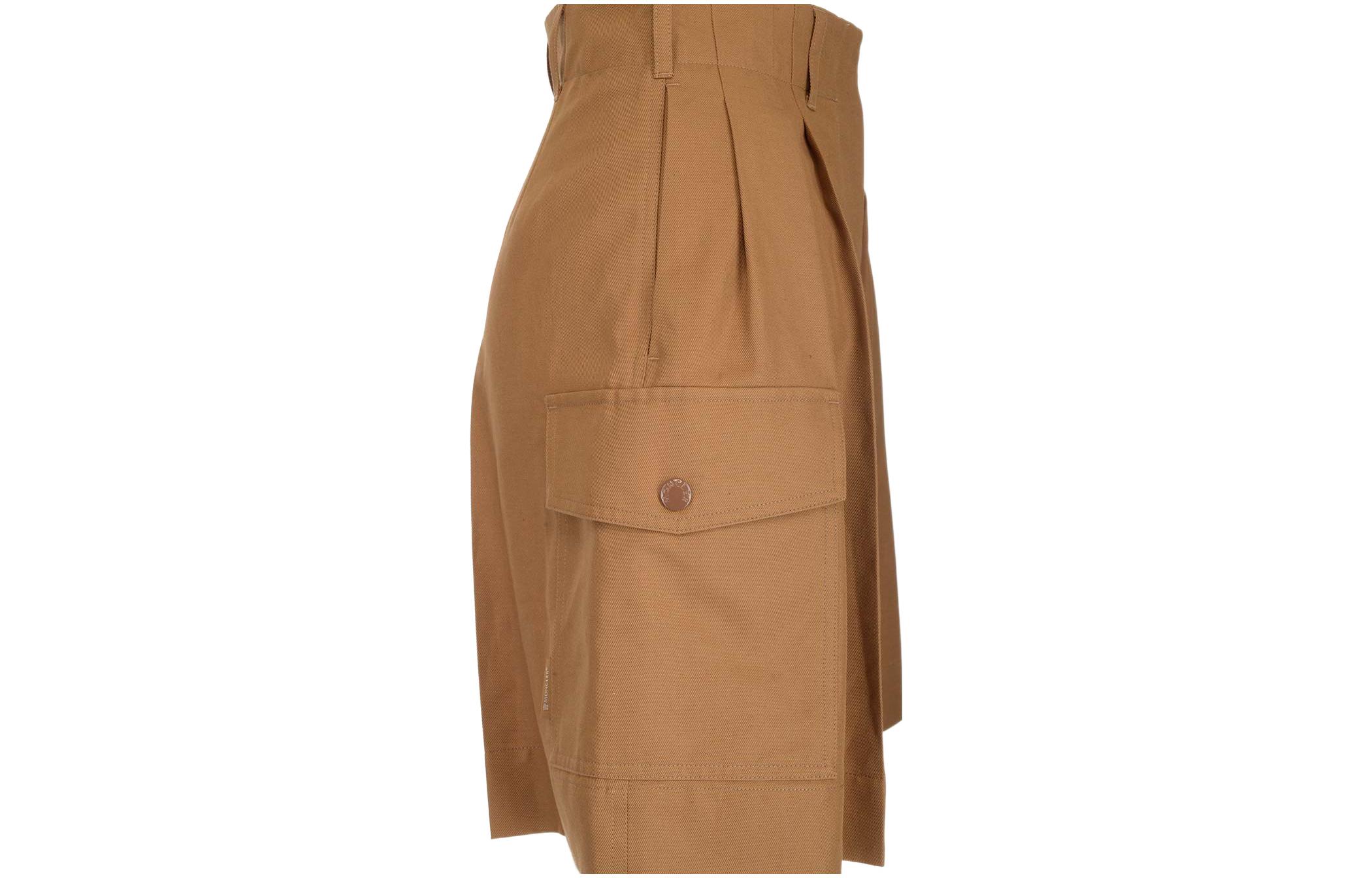 Shop (Women) Moncler SS22 Bermuda High-Waist Shorts Brown 2A000125962Q260