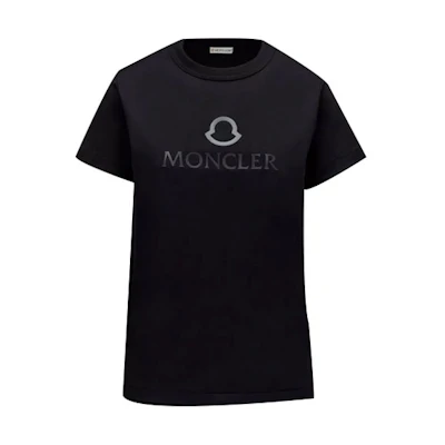 (Women) Moncler SS22 Black Solid Color Crewneck Letter Print T-Shirt H10938C00006809CR999