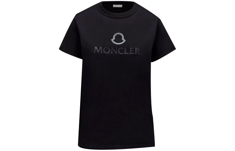 (Women) Moncler SS22 Black Solid Color Crewneck Letter Print T-Shirt H10938C00006809CR999 圖 2