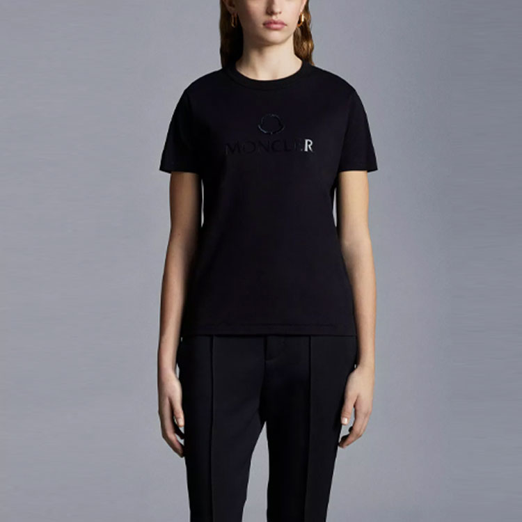 (Women) Moncler SS22 Black Solid Color Crewneck Letter Print T-Shirt H10938C00006809CR999 圖 4