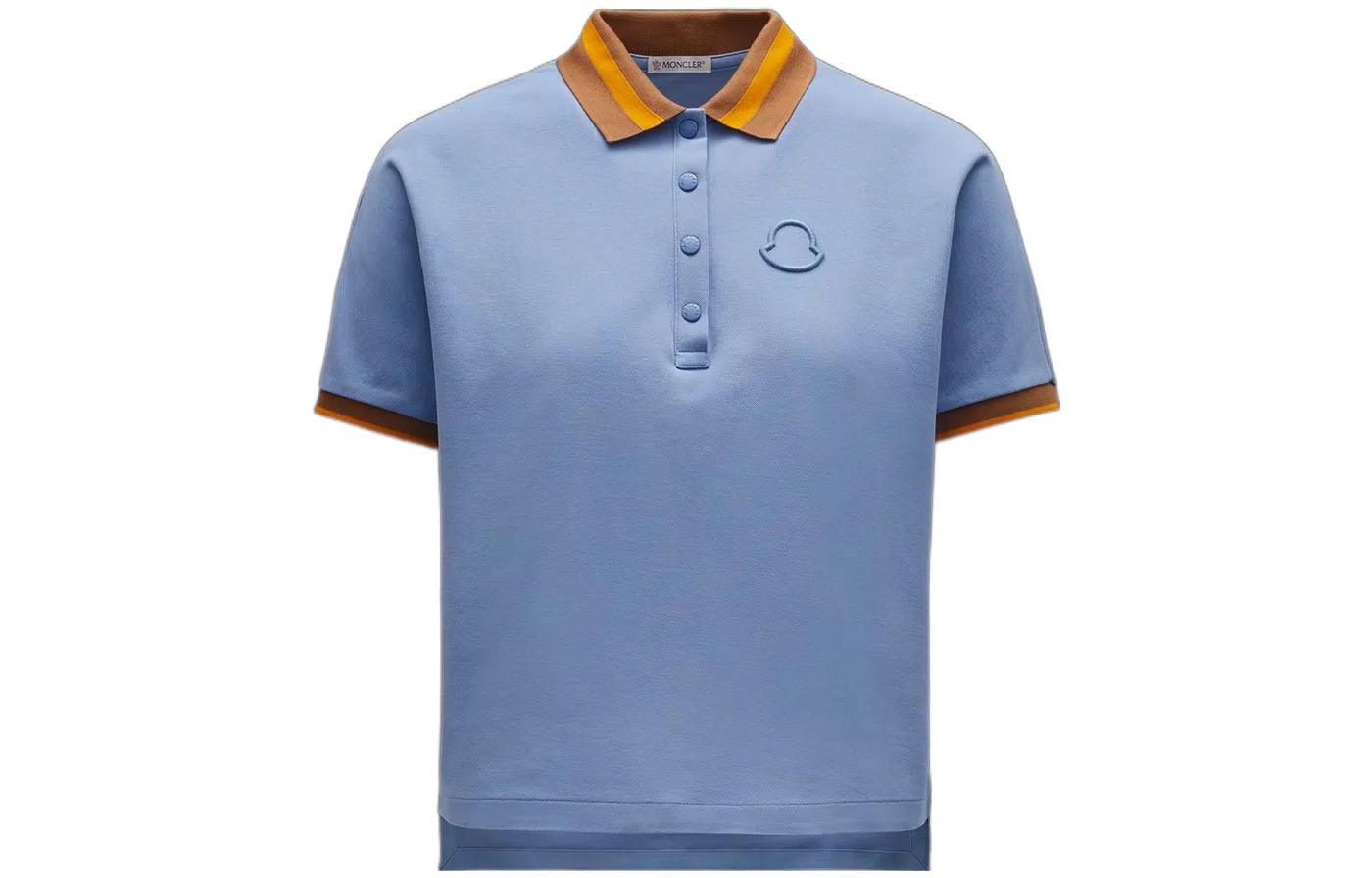 (Women) Moncler SS22 Colorblock Logo Print Loose Fit Polo Shirt Women’s Blue H10938A000018472070D