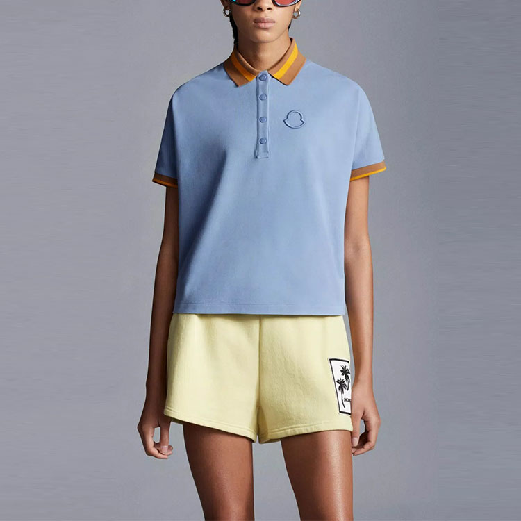 (Women) Moncler SS22 Colorblock Logo Print Loose Fit Polo Shirt Women’s Blue H10938A000018472070D 圖 3