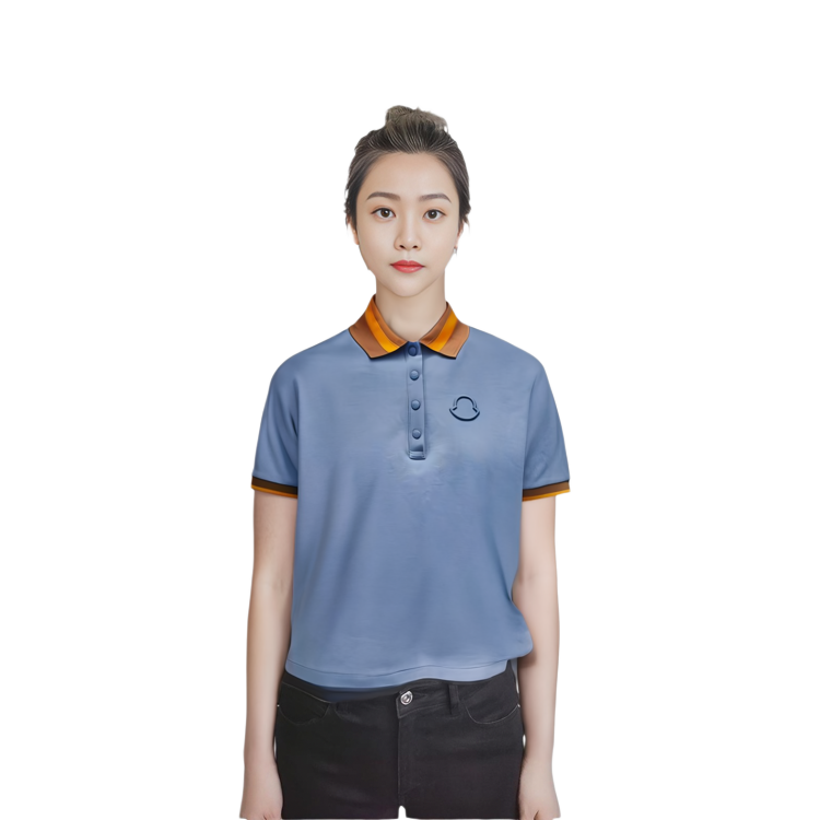 (Women) Moncler SS22 Colorblock Logo Print Loose Fit Polo Shirt Women’s Blue H10938A000018472070D 圖 6