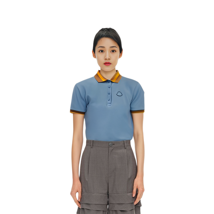 (Women) Moncler SS22 Colorblock Logo Print Loose Fit Polo Shirt Women’s Blue H10938A000018472070D 圖 7