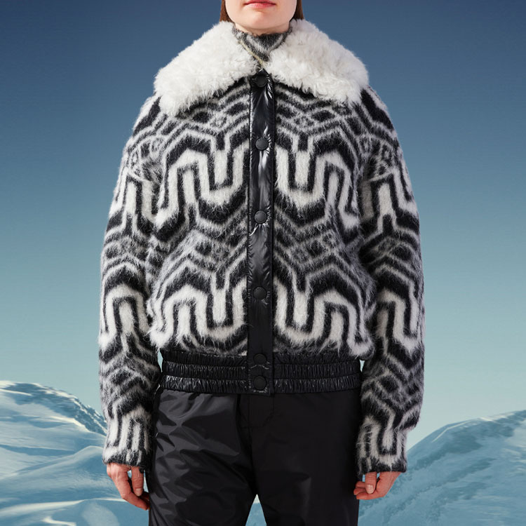 (Women) Moncler SS22 Contrast Collar Zip-Up Down Jacket  Black White. H20989B00002M2085P90 圖 3