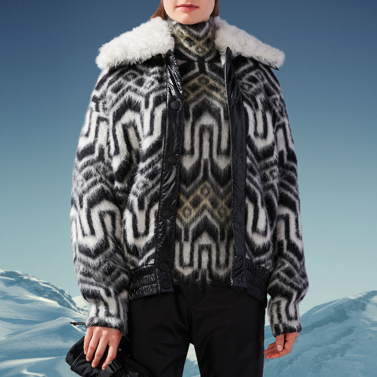 (Women) Moncler SS22 Contrast Collar Zip-Up Down Jacket  Black White. H20989B00002M2085P90 圖 5