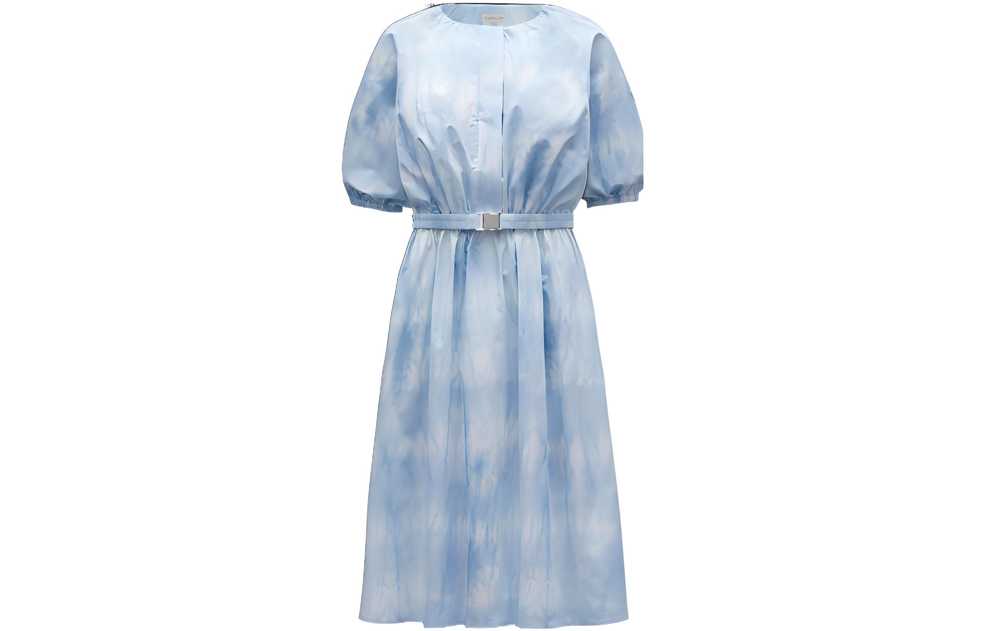 (Women) Moncler SS22 Gradient Tie-Dye A-Line Short Sleeve Dress Women’s Blue H10932G0001459635710