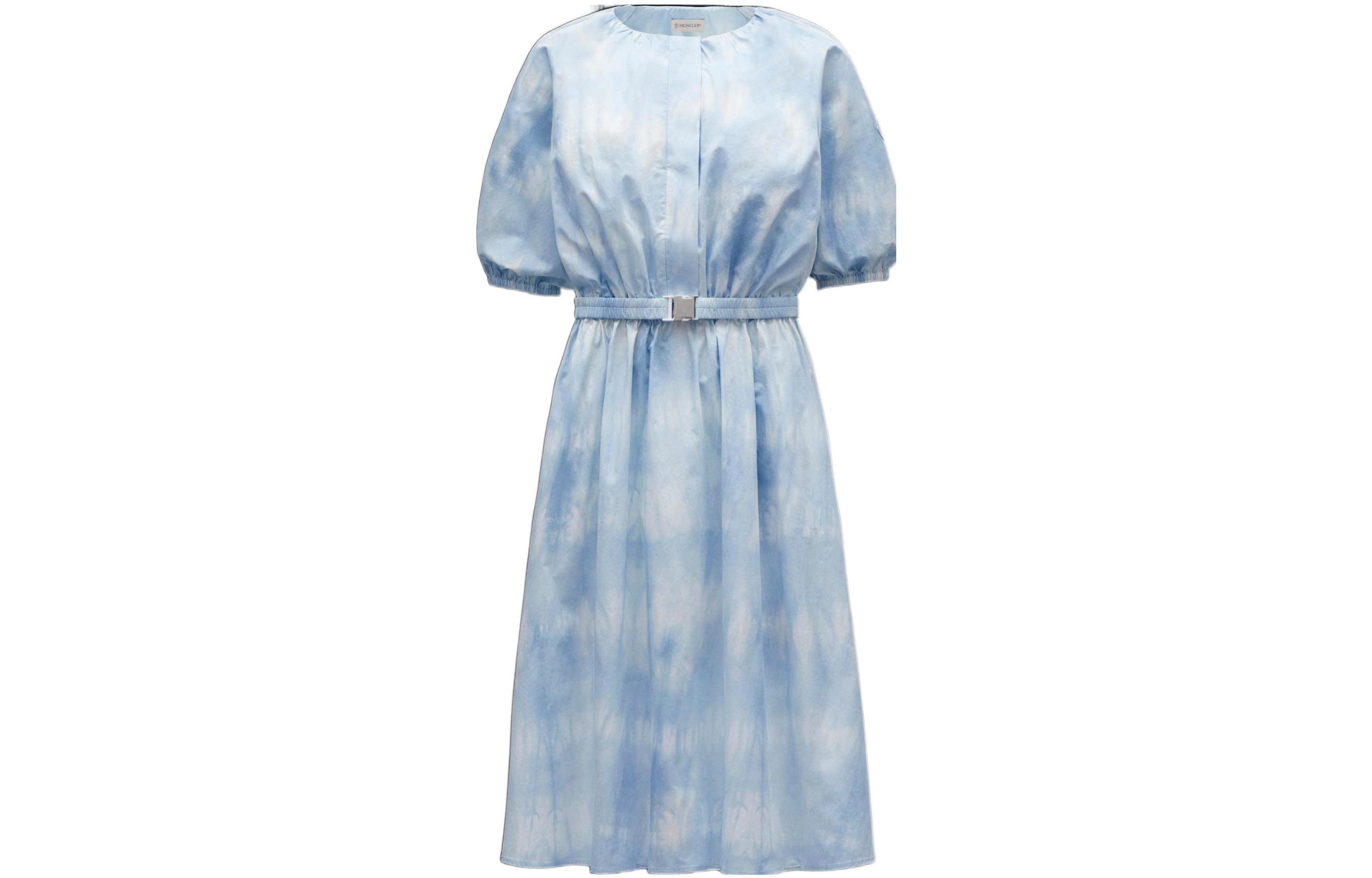 Order (W) Moncler SS22 Gradient Tie-Dye A-Line Dress Wanita Lengan Pendek Biru. H10932G0001459635710