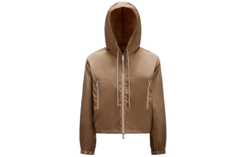 (Women) Moncler SS23  Beige Zip-Up Hoodie Jacket with Logo Print Design. I10931A0011654155235