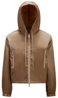(Women) Moncler SS23 Beige Zip-Up Hoodie Jacket with Logo Print Design. I10931A0011654155235 (Women) Moncler SS23 Beige Zip-Up Hoodie Jacket with Logo Print Design. I10931A0011654155235