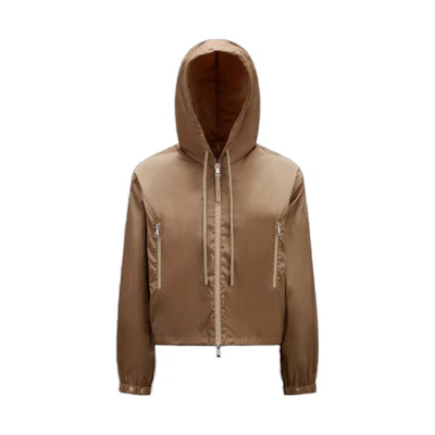 (Women) Moncler SS23 Beige Zip-Up Hoodie Jacket with Logo Print Design. I10931A0011654155235