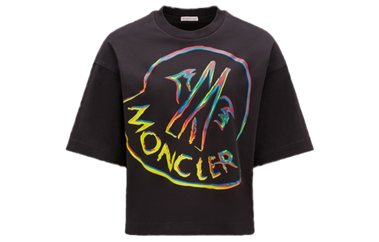 Order (W) Moncler SS23 Baju-T Hitam Cetakan Huruf Oversized. I10938C00026899SP999