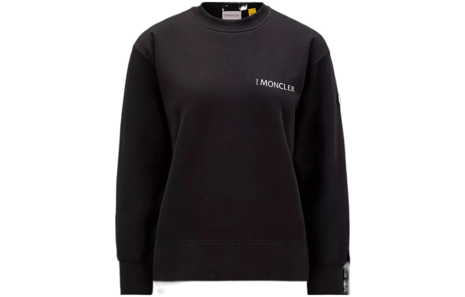 (Women) Moncler SS23  Black Logo Print Crewneck Long-Sleeve Pullover. H209K8G00002M2719999