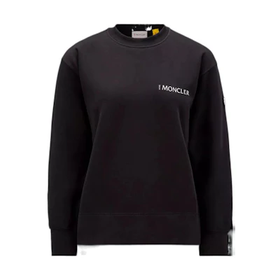 (Women) Moncler SS23 Black Logo Print Crewneck Long-Sleeve Pullover. H209K8G00002M2719999