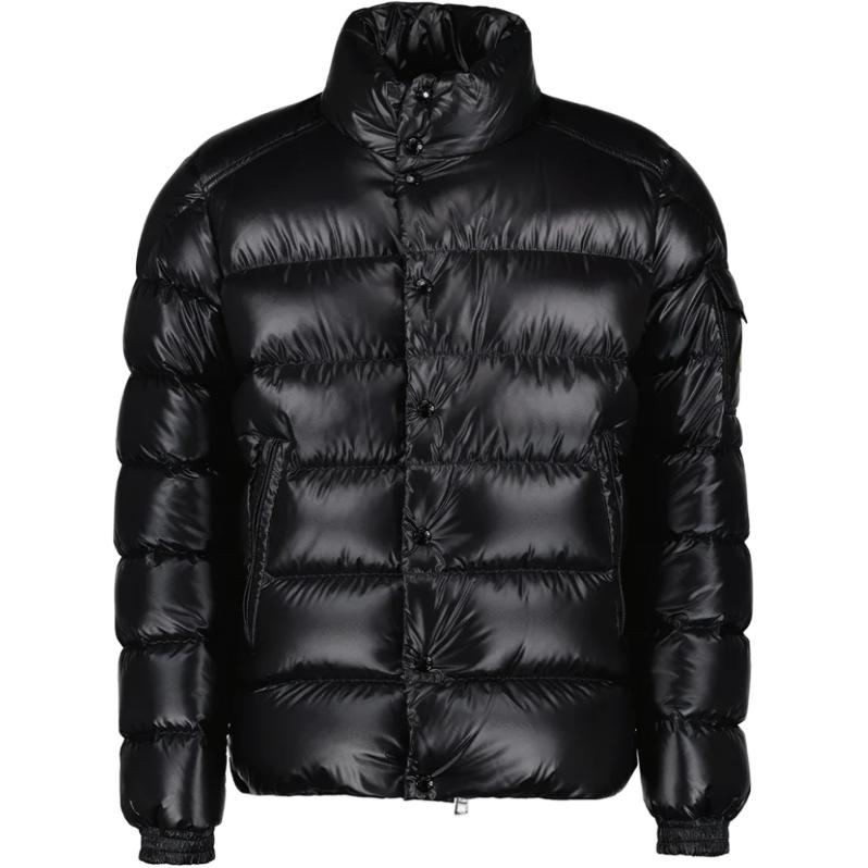 (Women) Moncler SS23  Black Long Sleeve Puffer Jacket with Logo and Stand Collar. 1A00003-595ZJ-999