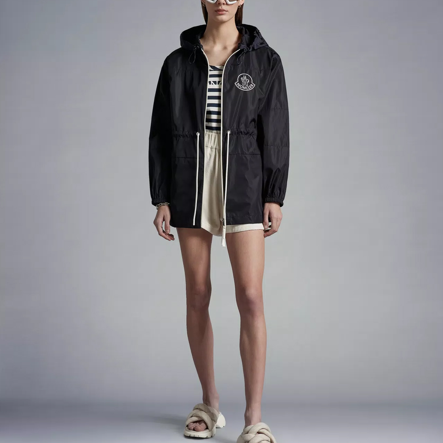 Purchase (Women) Moncler SS23  Casual Zip-Up Hoodie Jacket Dark Navy Blue. I10931A00123539ZD778