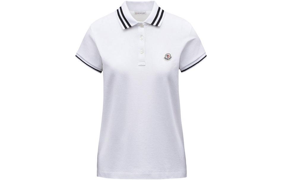 Buy (Women) Moncler SS23  Cotton Polo Shirt with Embroidered Logo - White. I10938A0000884720001