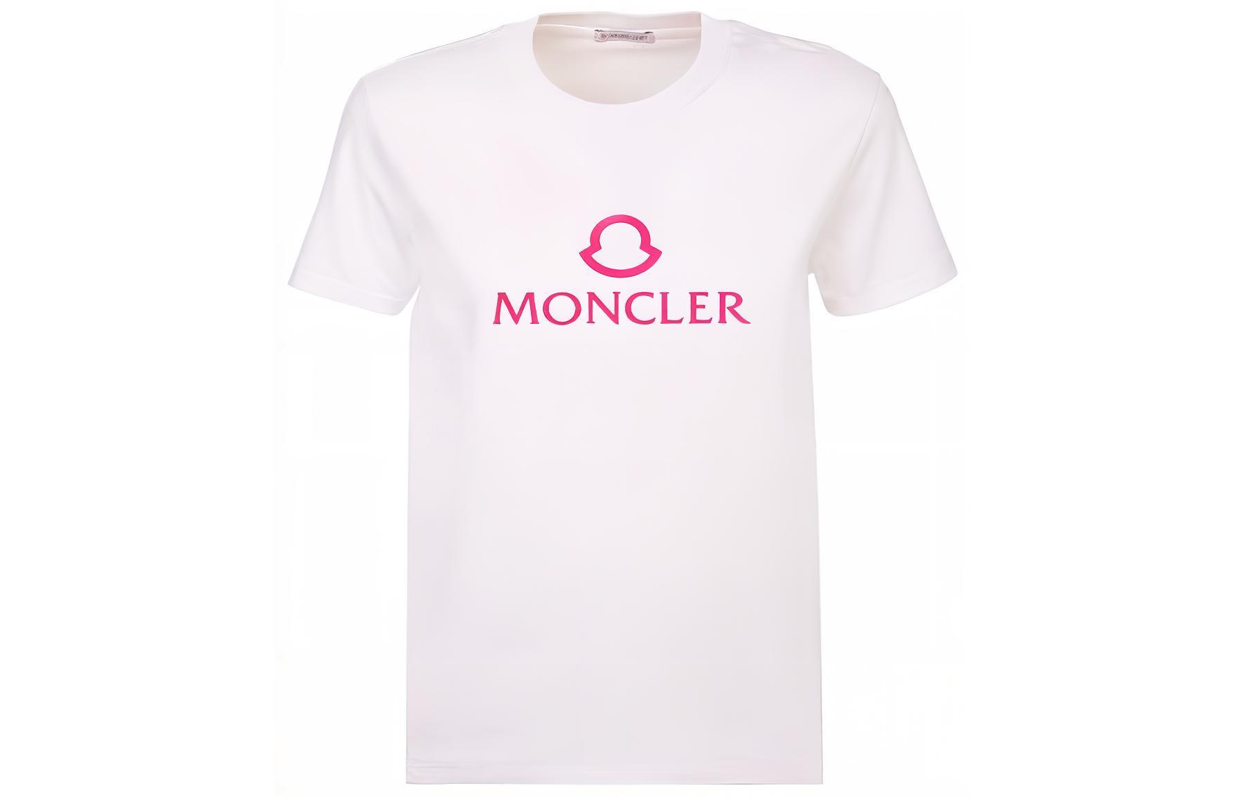 (Women) Moncler SS23  Letter Print Crewneck Tee Short Sleeve White 8C00006-809CR-001