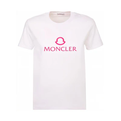 (Women) Moncler SS23 Letter Print Crewneck Tee Short Sleeve White 8C00006-809CR-001