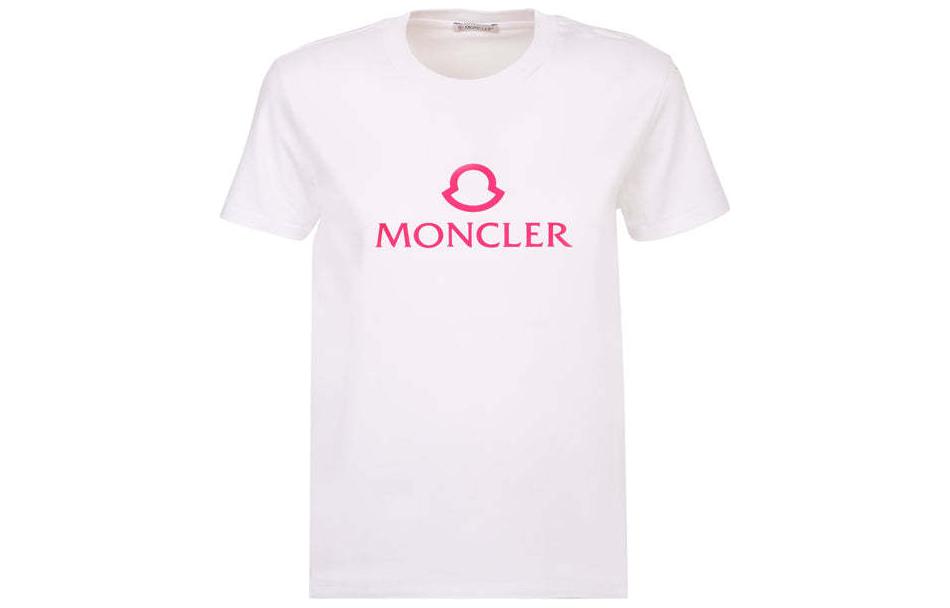 Order (W) Moncler SS23 Baju-T Putih Lengan Pendek Cetakan Huruf 8C00006-809CR-001