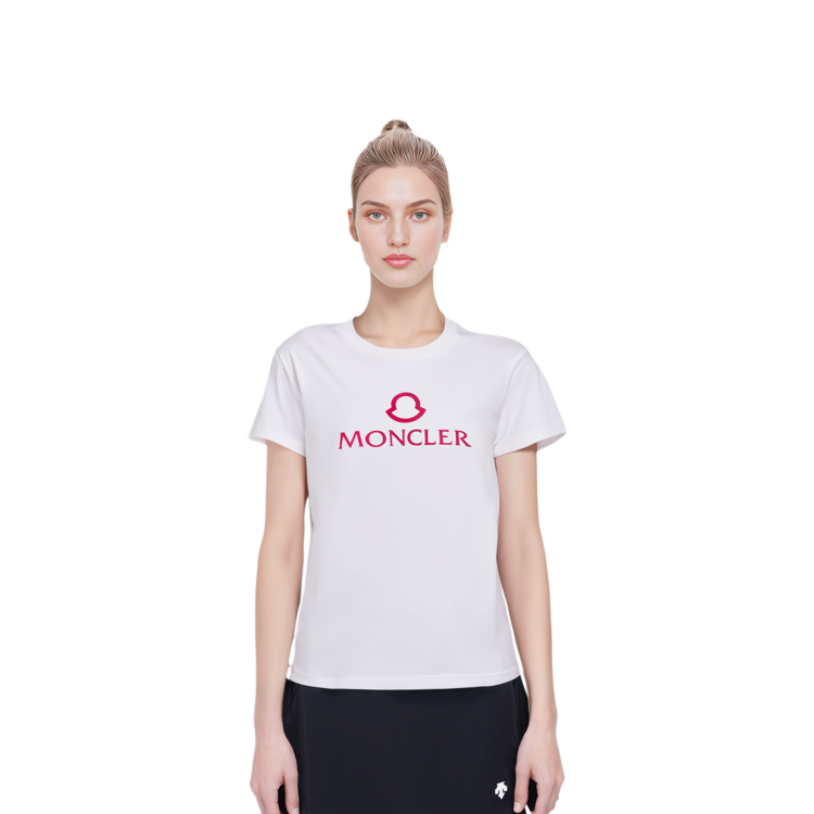 Lookbook (W) Moncler SS23 Baju-T Putih Lengan Pendek Cetakan Huruf 8C00006-809CR-001