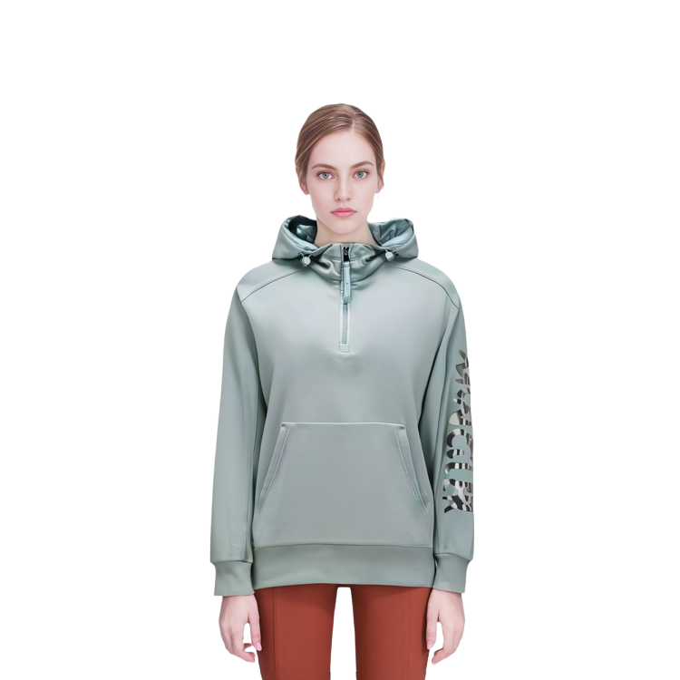 (Women) Moncler SS23  Light Green Half-Zip Hoodie with Reflective Logo Print. I10938G00024899TR71U 圖 3