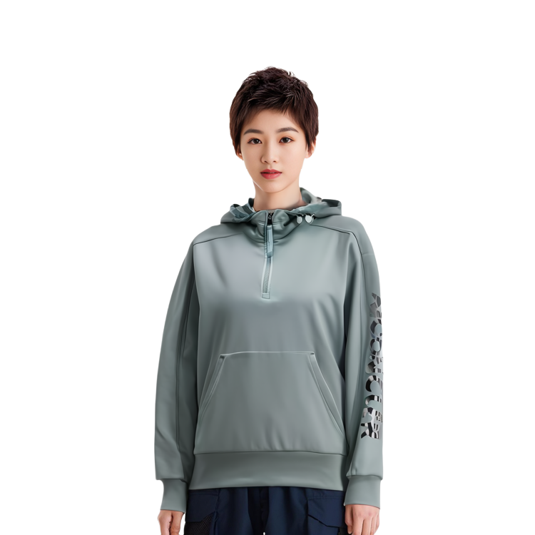 (Women) Moncler SS23  Light Green Half-Zip Hoodie with Reflective Logo Print. I10938G00024899TR71U 圖 8