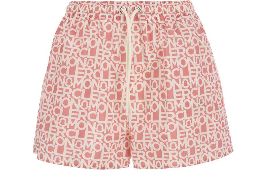 (Women) Moncler SS23  Pink Logo Print Elastic Loose Fit Shorts I10932B00014596S8F40