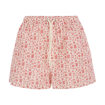 (Women) Moncler SS23 Pink Logo Print Elastic Loose Fit Shorts I10932B00014596S8F40