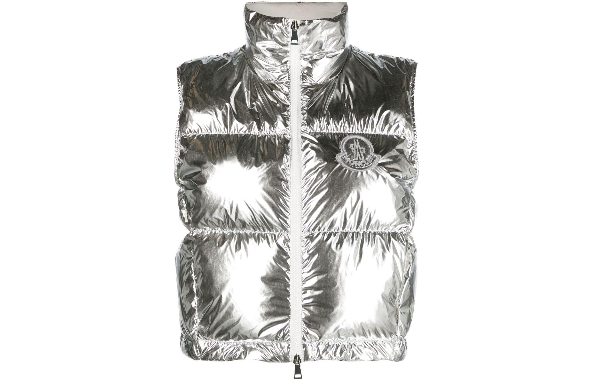 (Women) Moncler SS23  Silver Embroidered Logo Zip Vest. 1A00057596WHM93