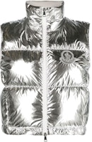 (Women) Moncler SS23 Silver Embroidered Logo Zip Vest. 1A00057596WHM93 (Women) Moncler SS23 Silver Embroidered Logo Zip Vest. 1A00057596WHM93