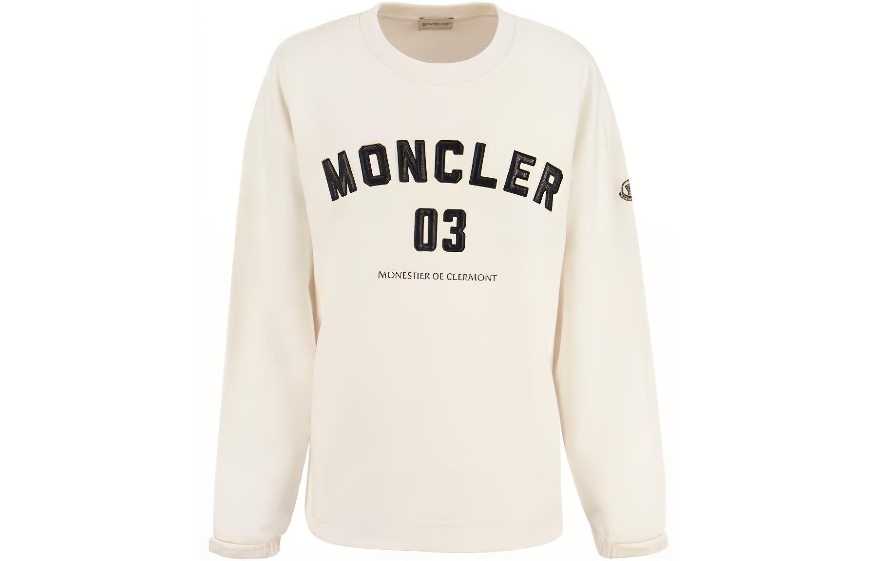 (Women) Moncler SS23  White Crewneck Long-Sleeve Sweatshirt with Logo Print. I10938G00002899WC033