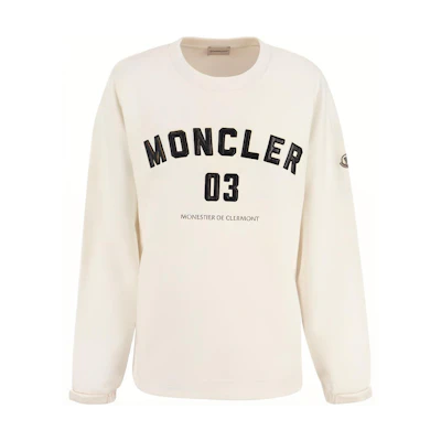 (Women) Moncler SS23 White Crewneck Long-Sleeve Sweatshirt with Logo Print. I10938G00002899WC033