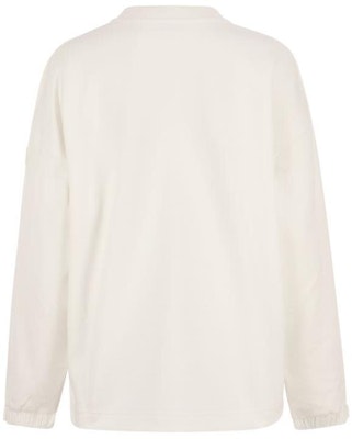 (W) Sudadera Moncler SS23 Blanca de Manga Larga con Estampado de Logo. I10938G00002899WC033 Lookbook (W) Sudadera Moncler SS23 Blanca de Manga Larga con Estampado de Logo. I10938G00002899WC033