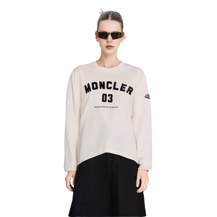 Purchase (W) Sudadera Moncler SS23 Blanca de Manga Larga con Estampado de Logo. I10938G00002899WC033