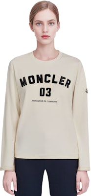 (W) Sudadera Moncler SS23 Blanca de Manga Larga con Estampado de Logo. I10938G00002899WC033 1