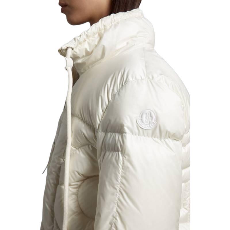 Details for (W) Moncler SS23 Jaket Puffer Putih dengan Ritsleting dan Kerah Berdiri. I10931A00020595FE034