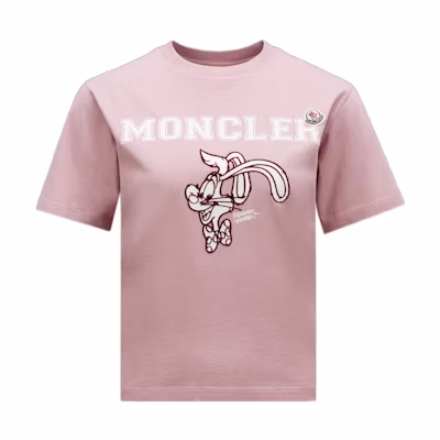 (Women) Moncler SS23 Lunar New Year Pink Rabbit Logo Print T-Shirt I10938C000248390T523