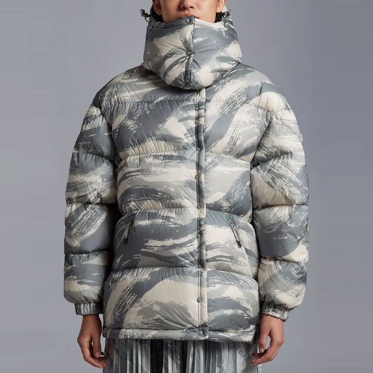 (Women) Moncler SS23 Marble Print Straight Long Sleeve Hooded Down Jacket Women Grey H209K1A00002M2561F92 圖 4