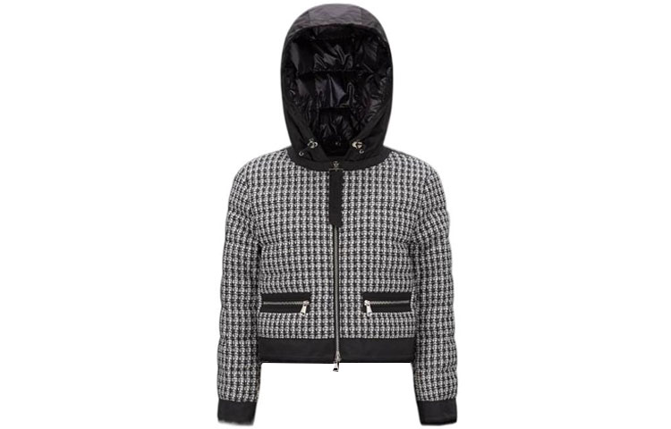 (Women) Moncler SS23 Remonay Houndstooth Logo Long Sleeve Hoodie Jacket Women Black I10931A00026596PRF09 圖 2